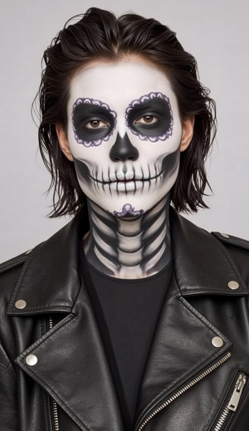 Halloween Makeup Skeleton Paint Dark Wet Medium