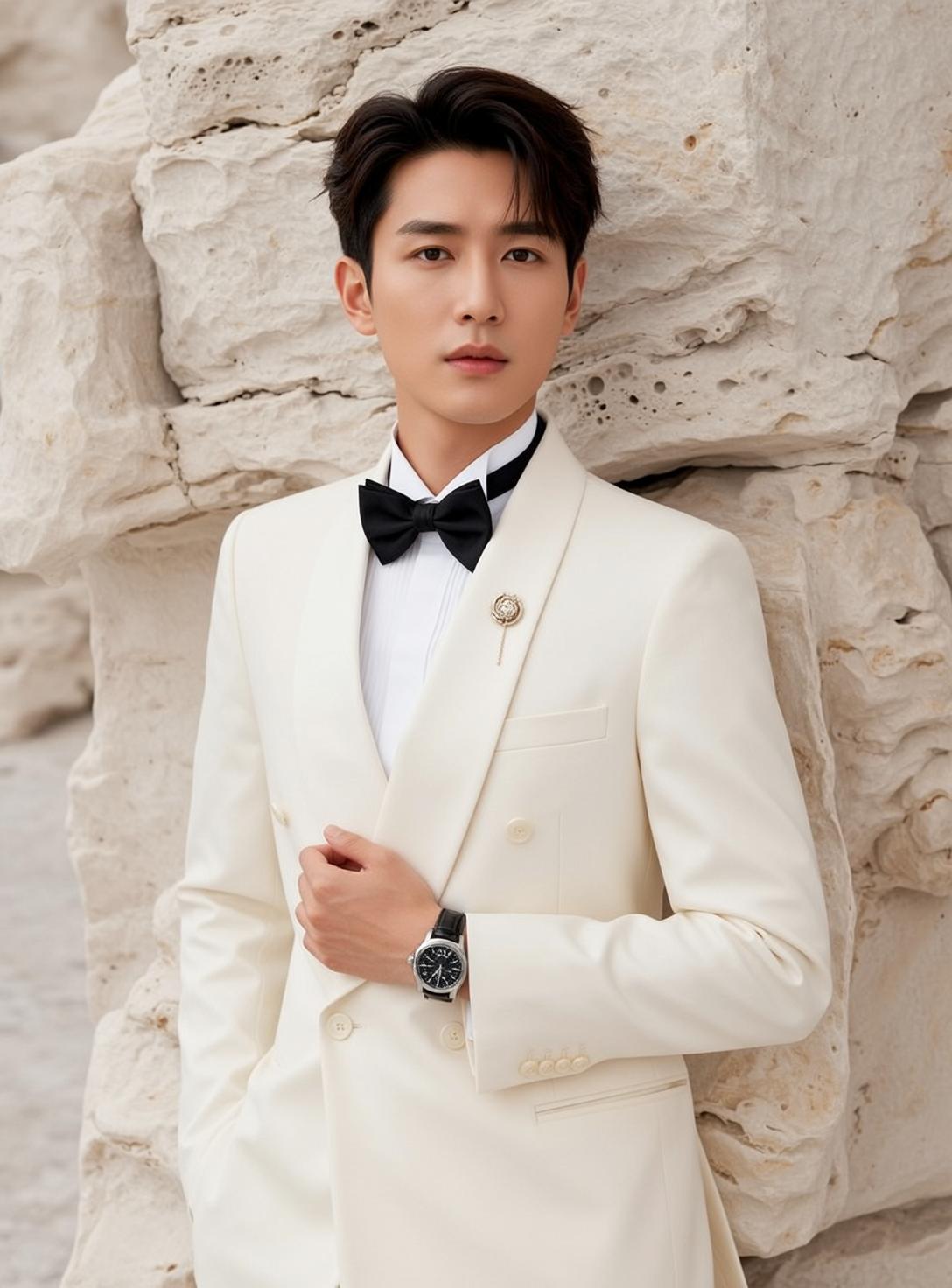 Cream Suit Rocky Formal Look