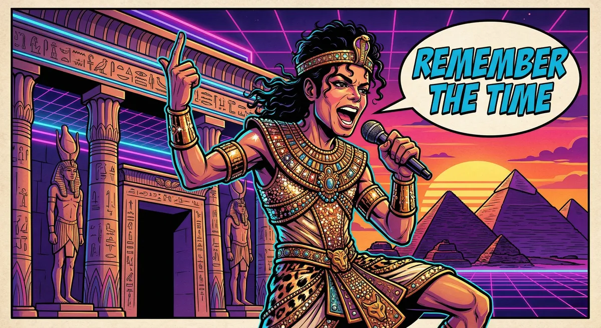 Pharaoh Costume Singing Neon Egyptian Temple Sunset