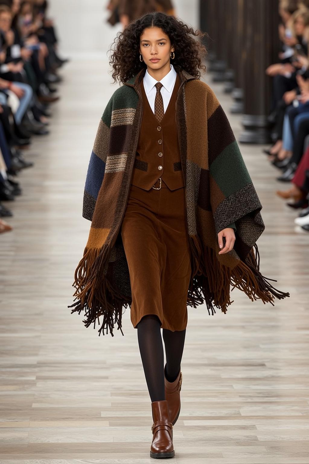 Patchwork Poncho Runway Walk