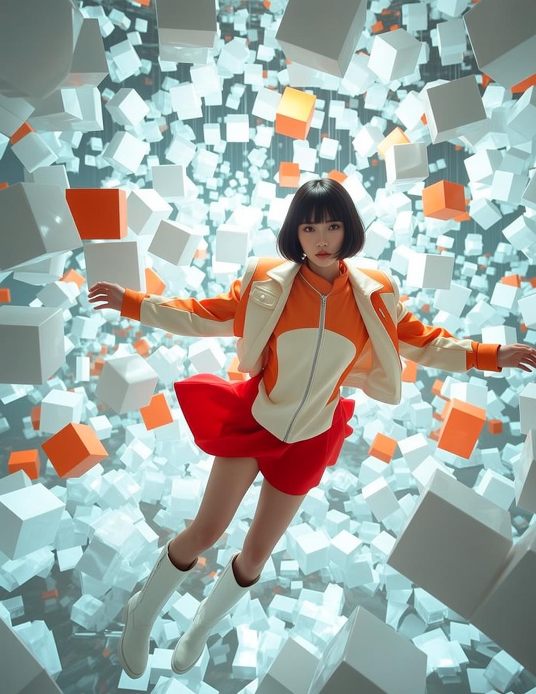 Creative Young Short Black Bob Fair Orange