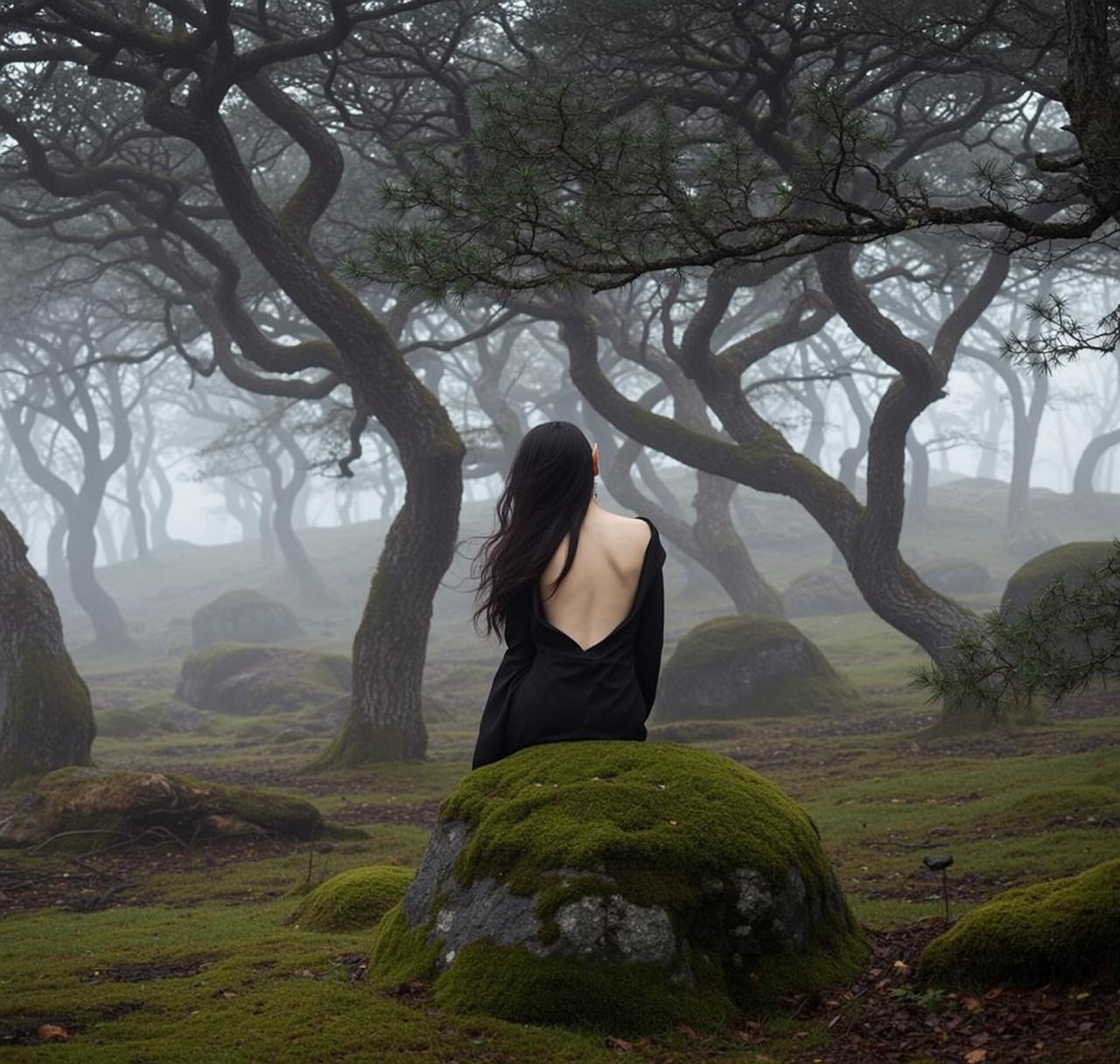 Open Back Dress Forest