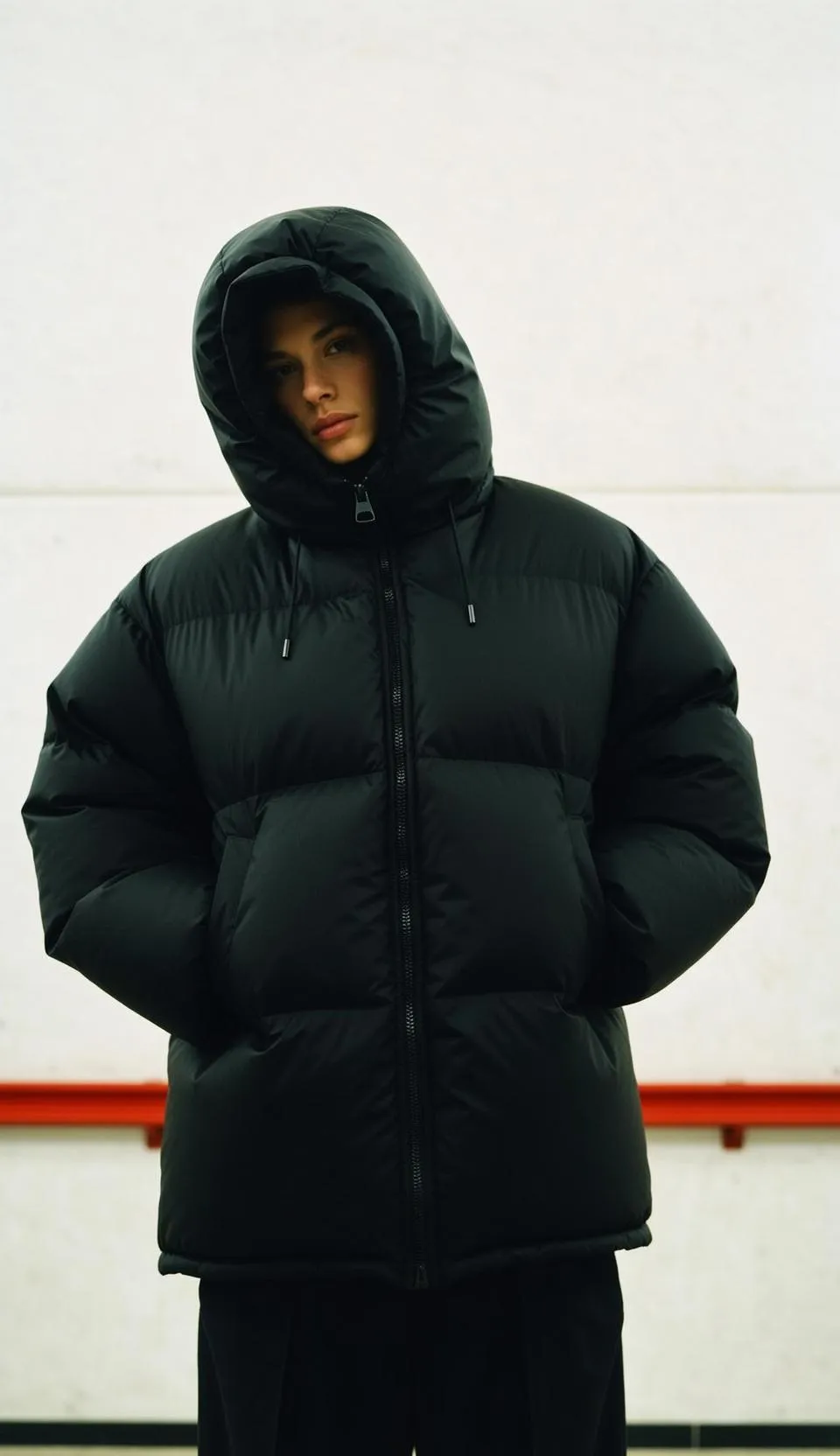 Black Puffer Jacket Hands