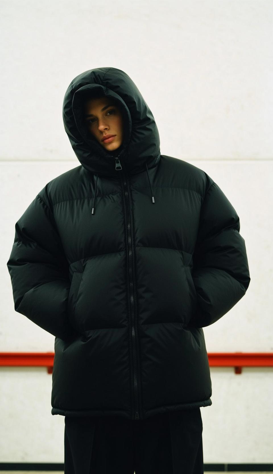 Black Puffer Jacket Hands