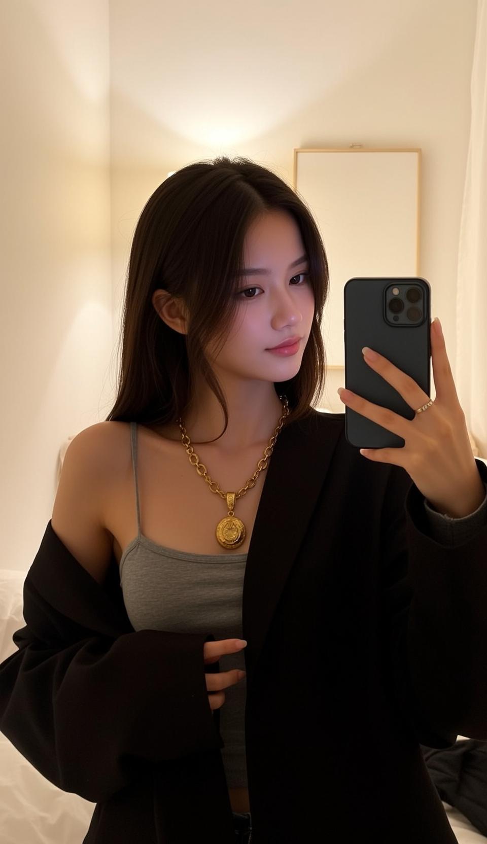 Explore Taking Selfie Mirror Holding Dark-colored Smartphone
