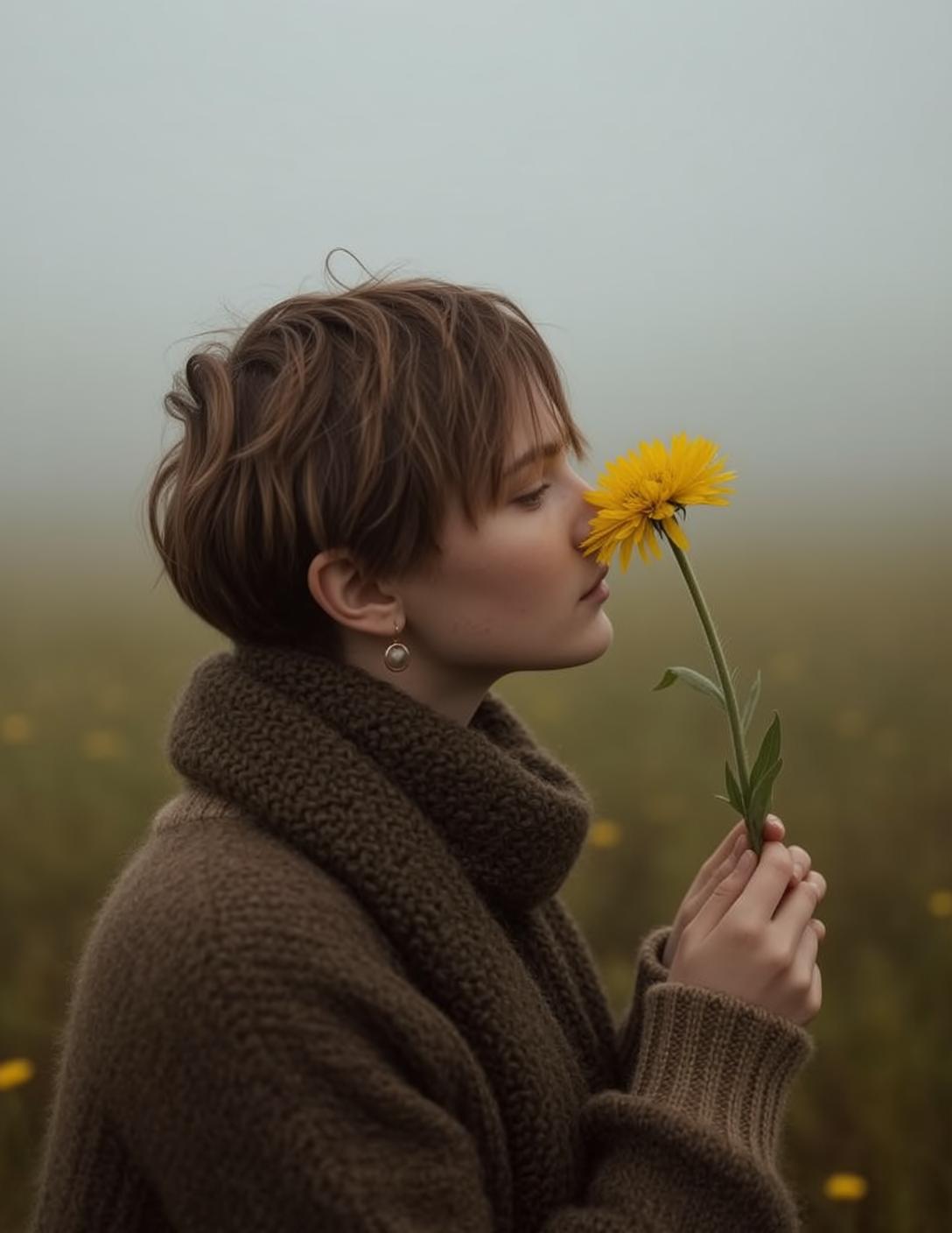 Foggy Field Flower Portrait