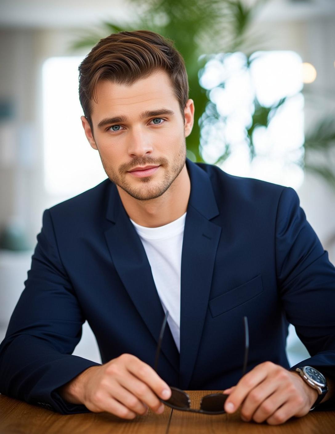 Handsome Brown Styled Fair White T-shirt Dark