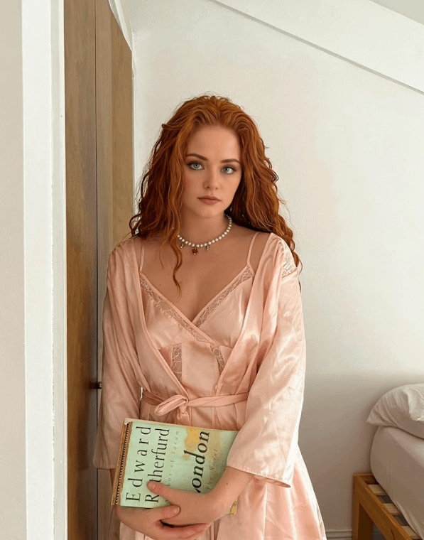 Pale Pink Satin Robe Lace Camisole Hardcover Book