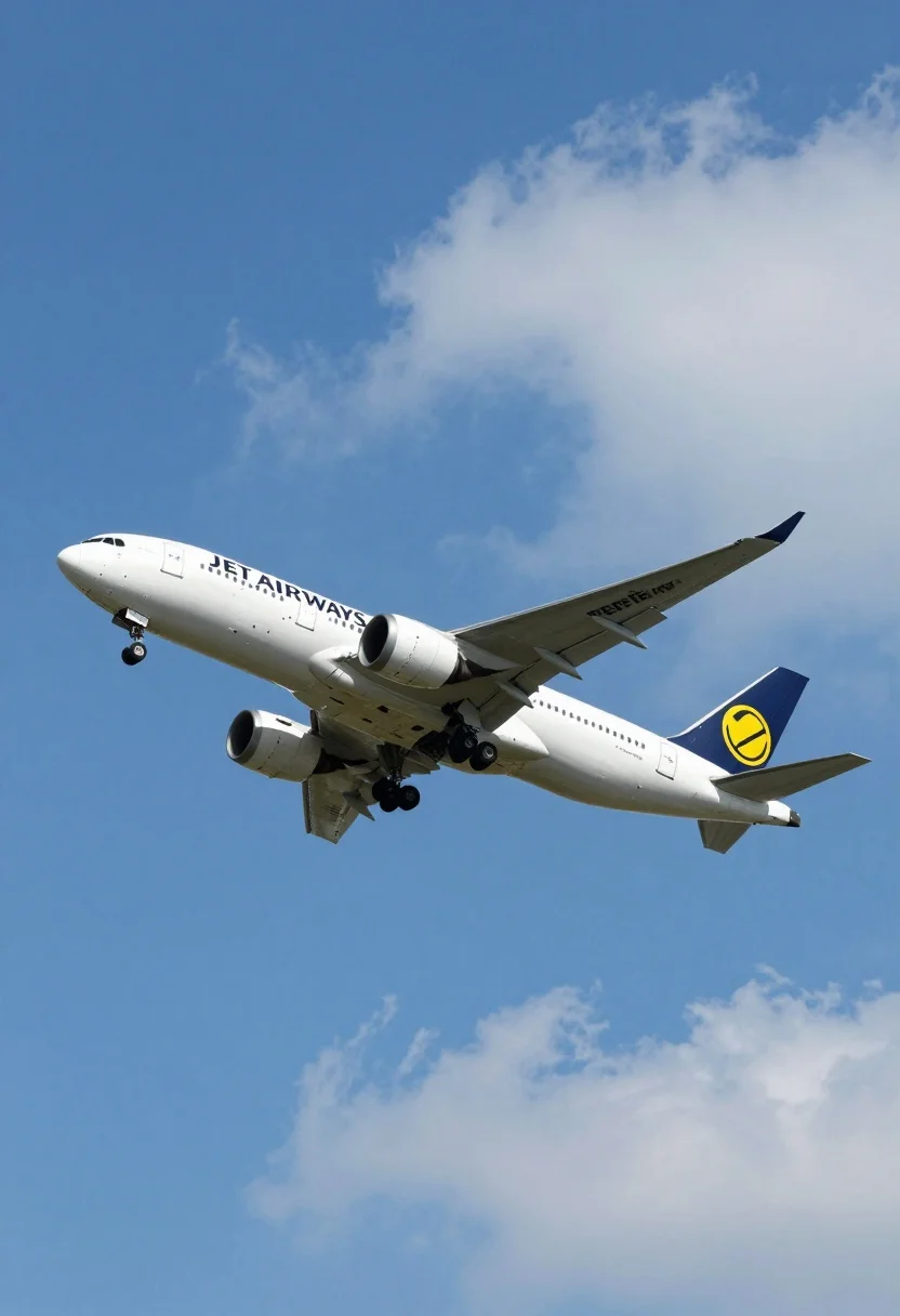 Commercial Passenger Jet Flying Through Bright Blue Sky With Scattered