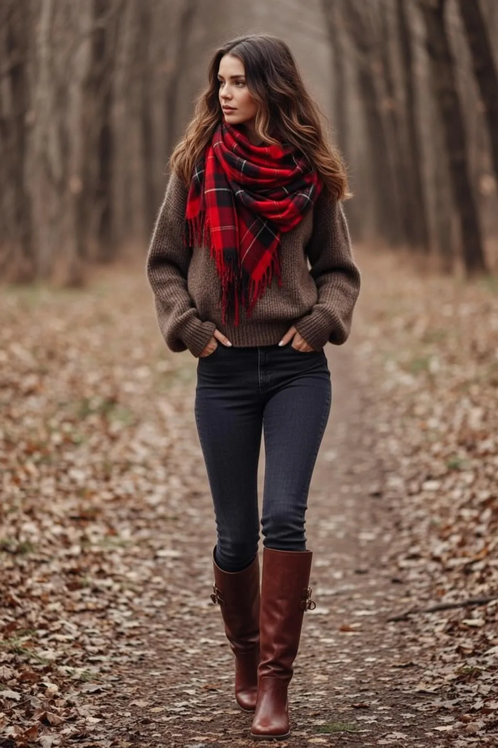 Autumn Young Long Wavy Brown Fair Knitted