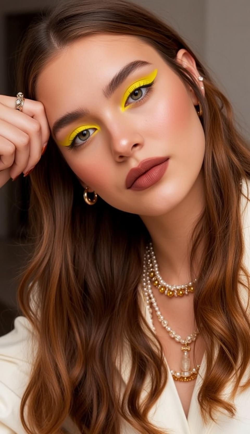 Makeup Close-up Head-and-shoulders Young Long Wavy Auburn