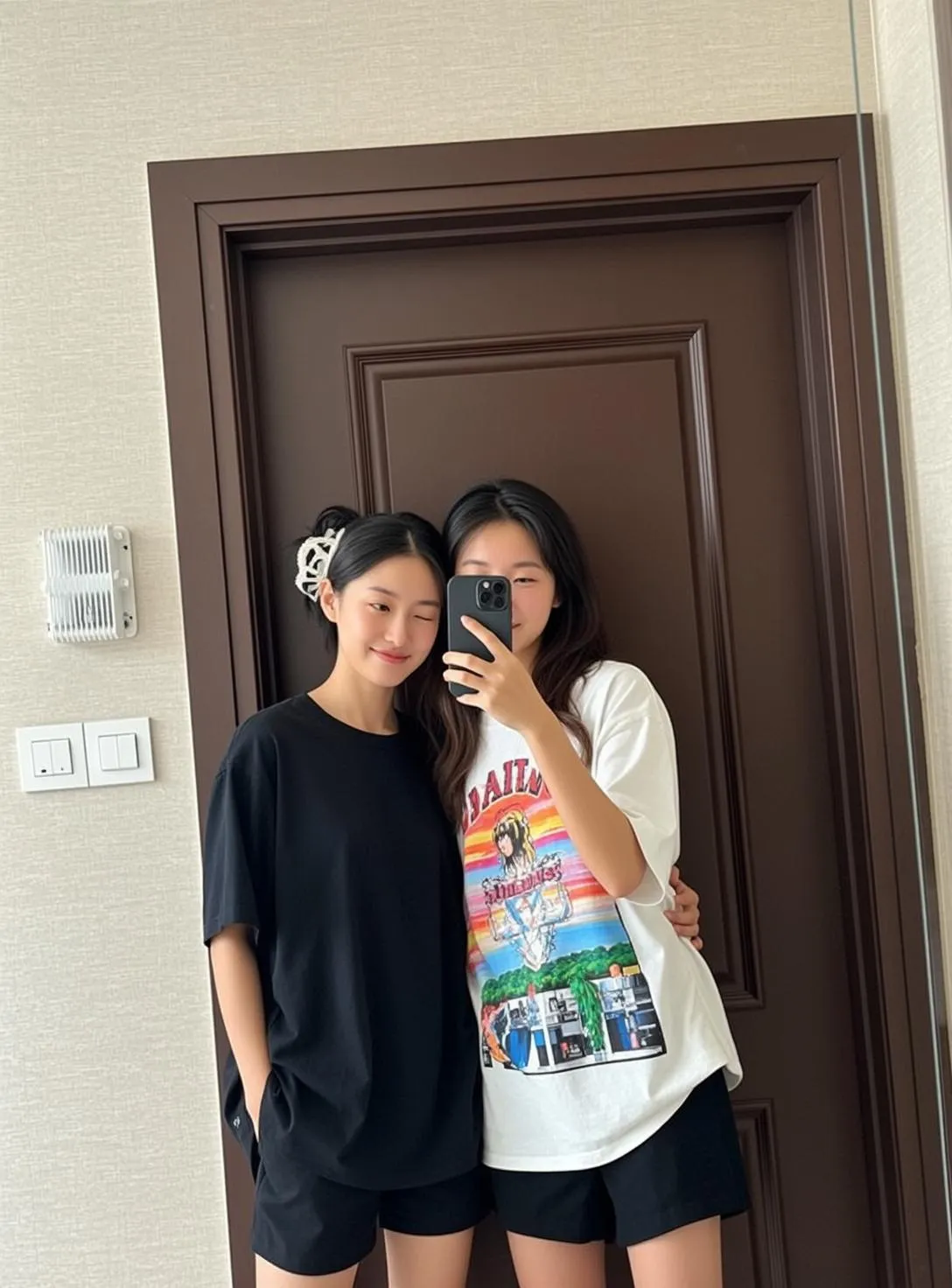 Explore Two Young Women Are Taking Mirror