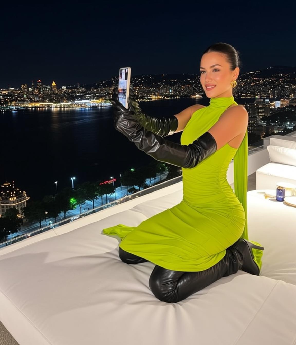 Lime Green Balcony Selfie