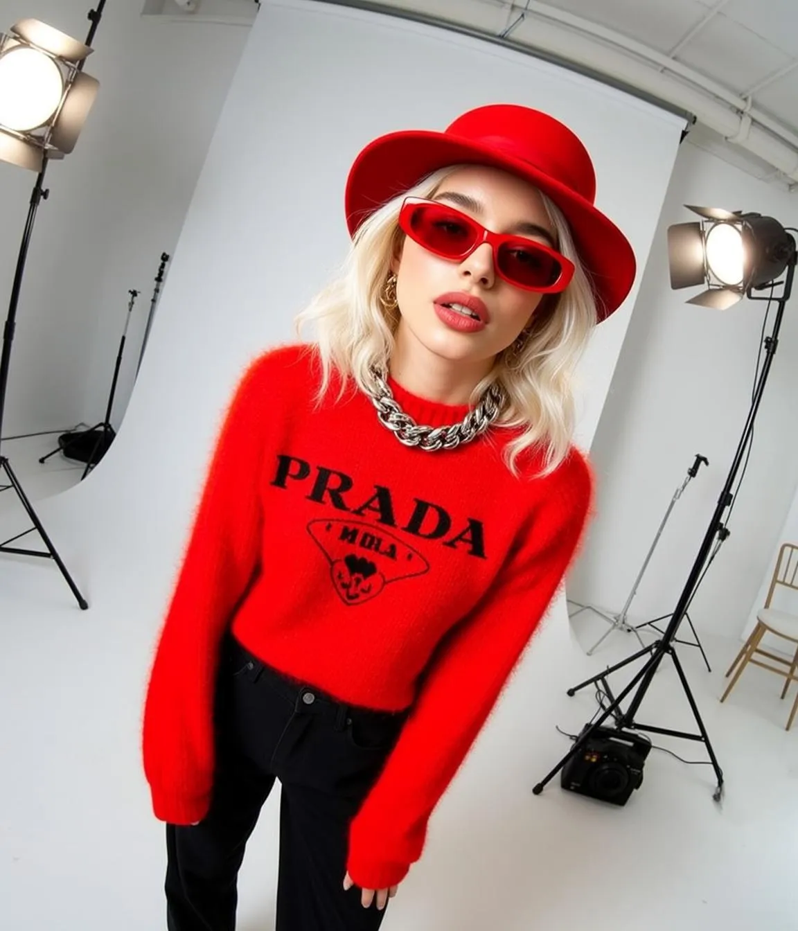 Sunglasses And Necklace In A Studio