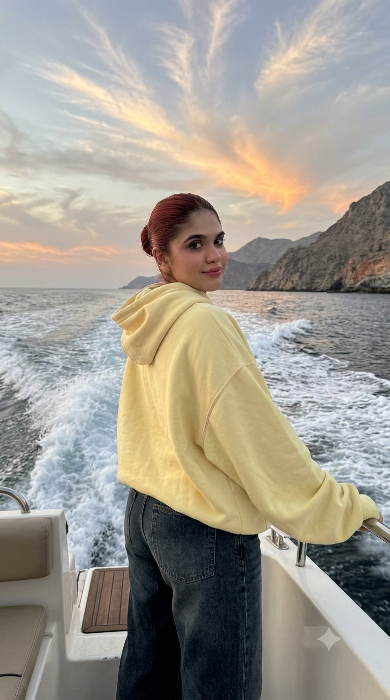 Moving Boat Sunset Mountains