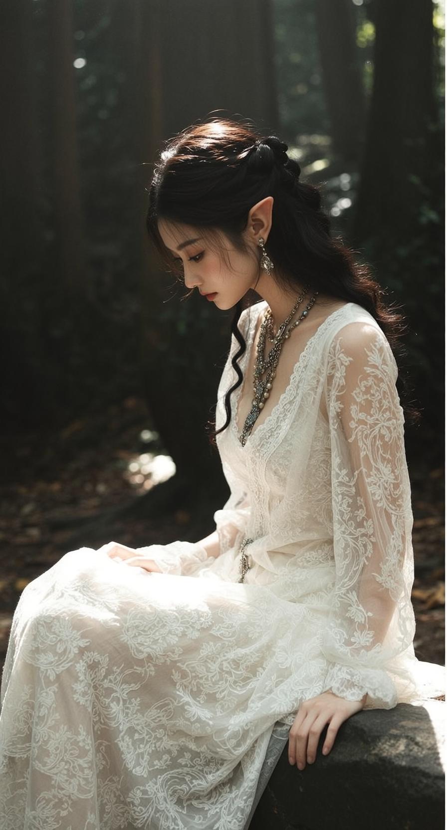 White Dress and White Dress on Forest