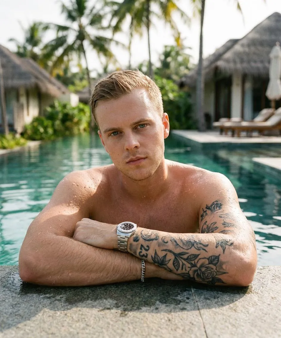 Tattoos And Bracelets And Watch In Styled Portrait
