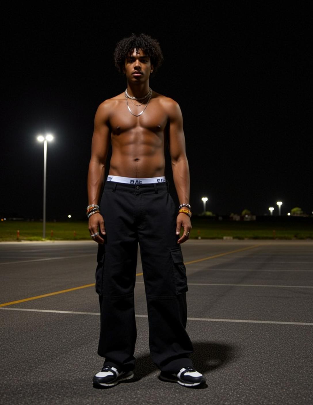 Young Curly Black Hair Dark Skin Cargo