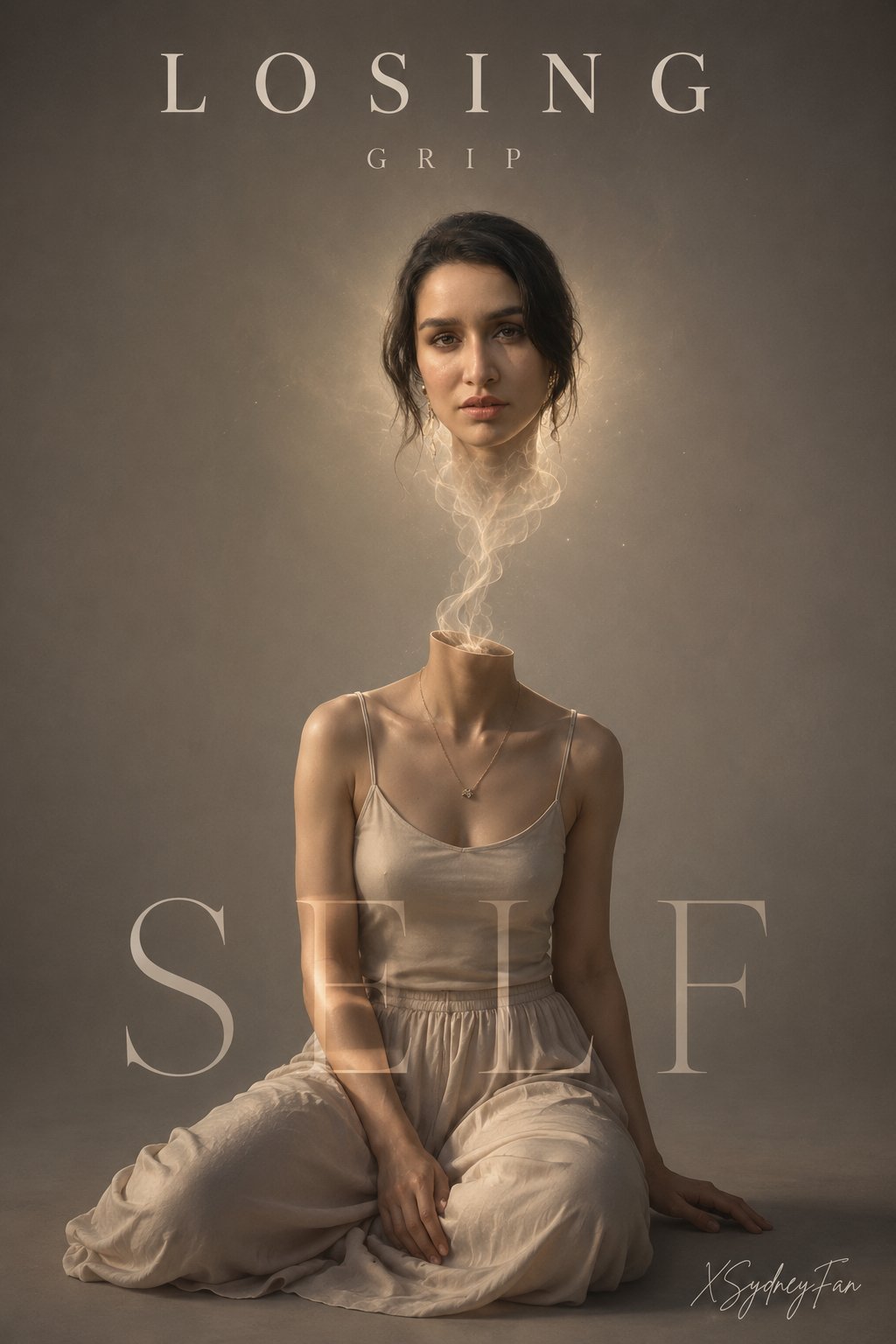 Floating Head Ethereal Smoke Minimalist Studio Cinematic Glow