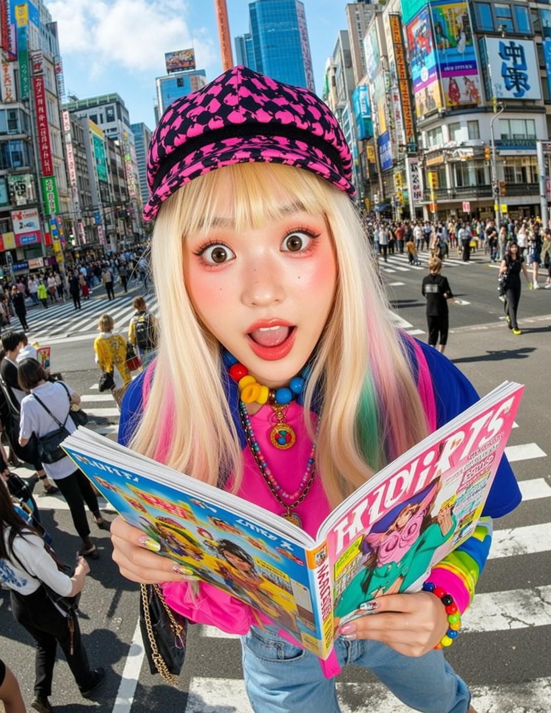 Creative Young Long Blonde Pink Green Streaks