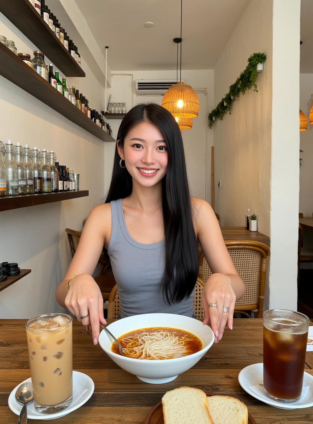 Explore Seated Wooden Table Restaurant Her Body
