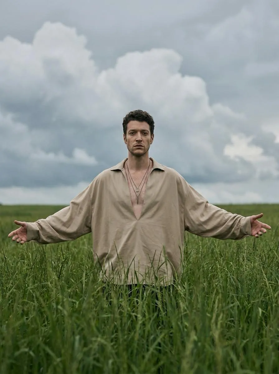 Green Field With Arms Spread Wide