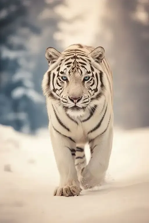 High-resolution Fine Art Nature Photograph White Tiger With Black Stripes