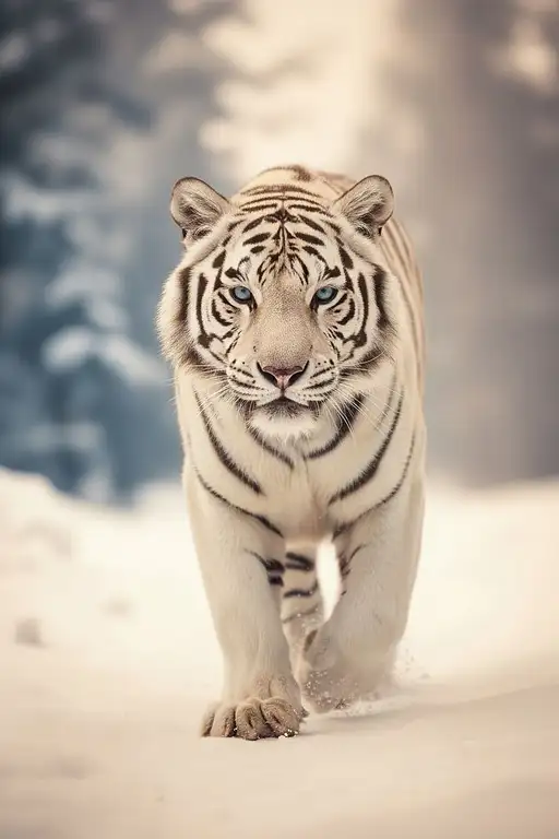 High-resolution Fine Art Nature Photograph White Tiger With Black Stripes