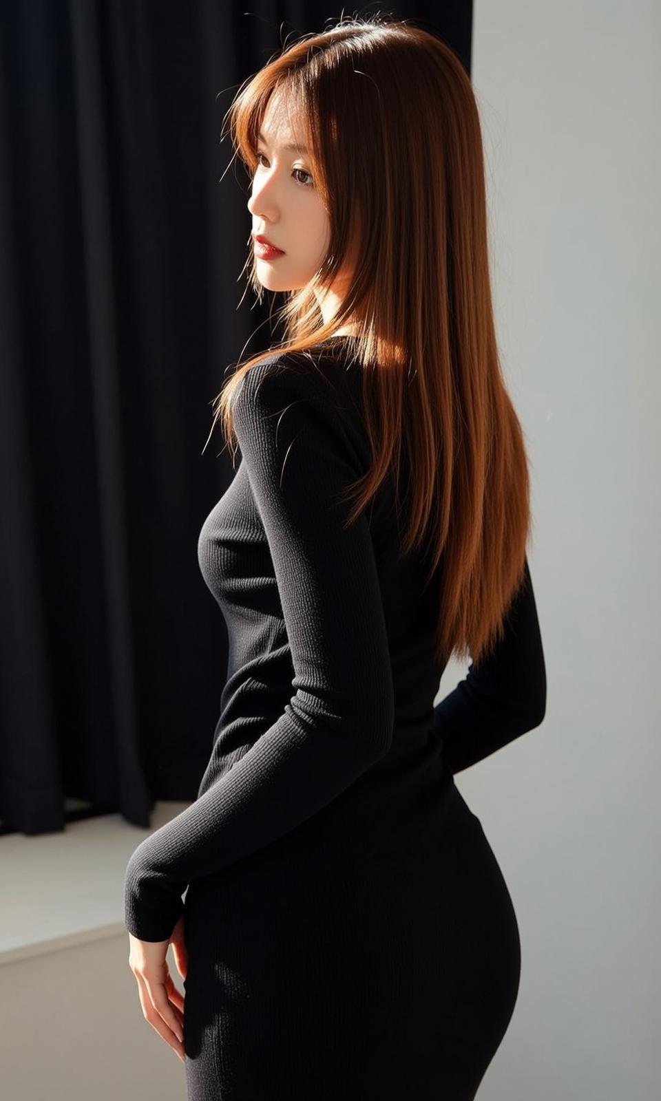 Tight Fitting Black Indoor Near Large Floor Black
