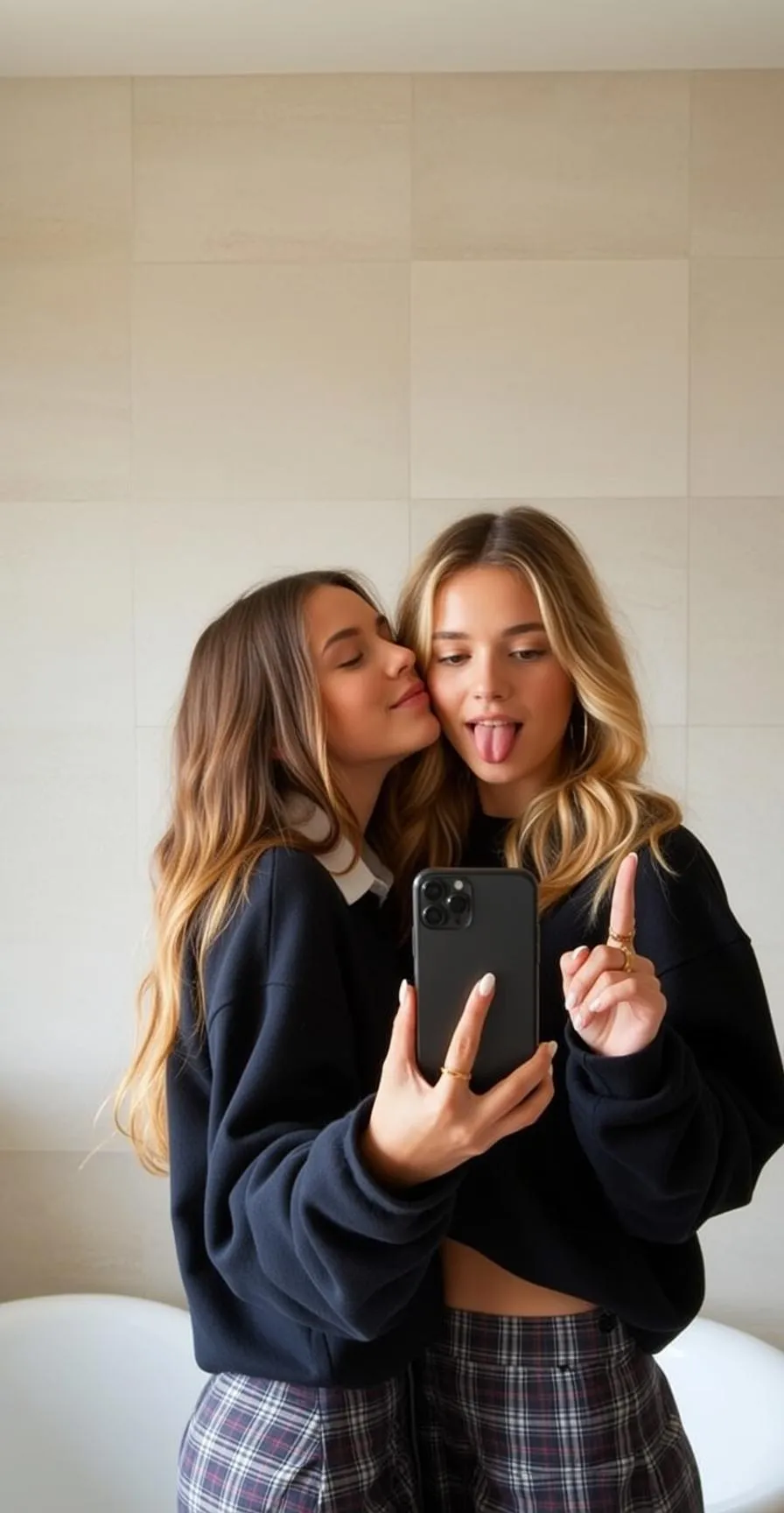 Explore Depicts Two Young Women Taking Selfie