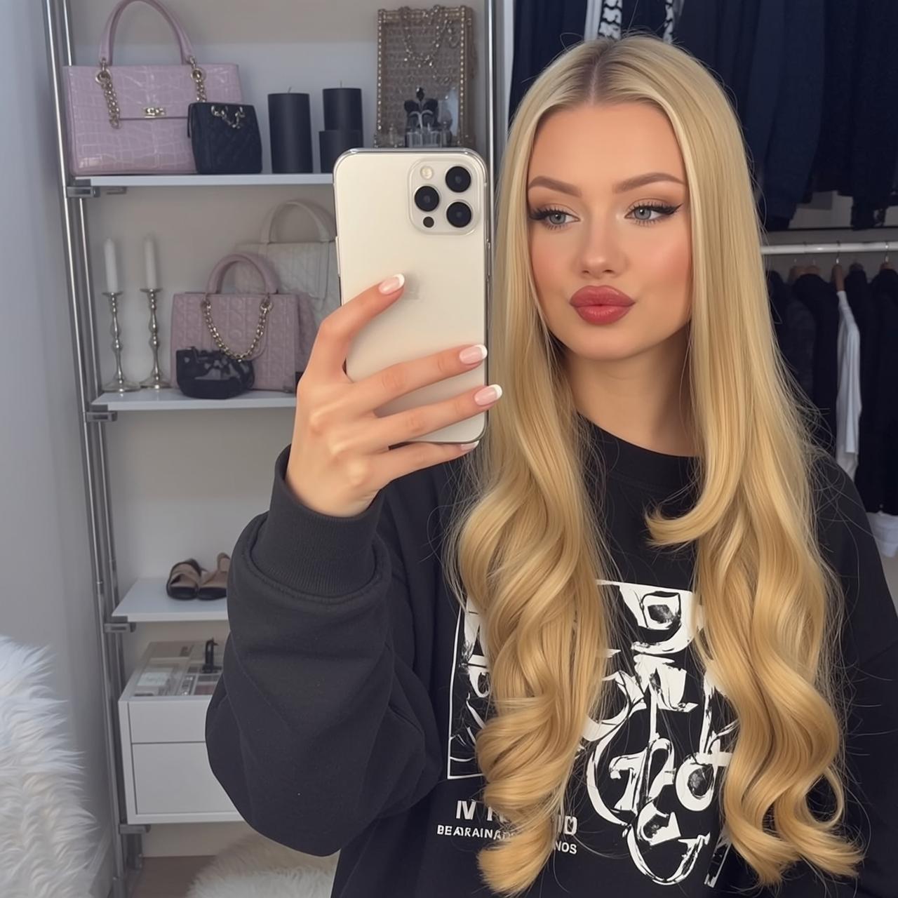 Explore Young Taking Selfie Mirror Holding Light-colored