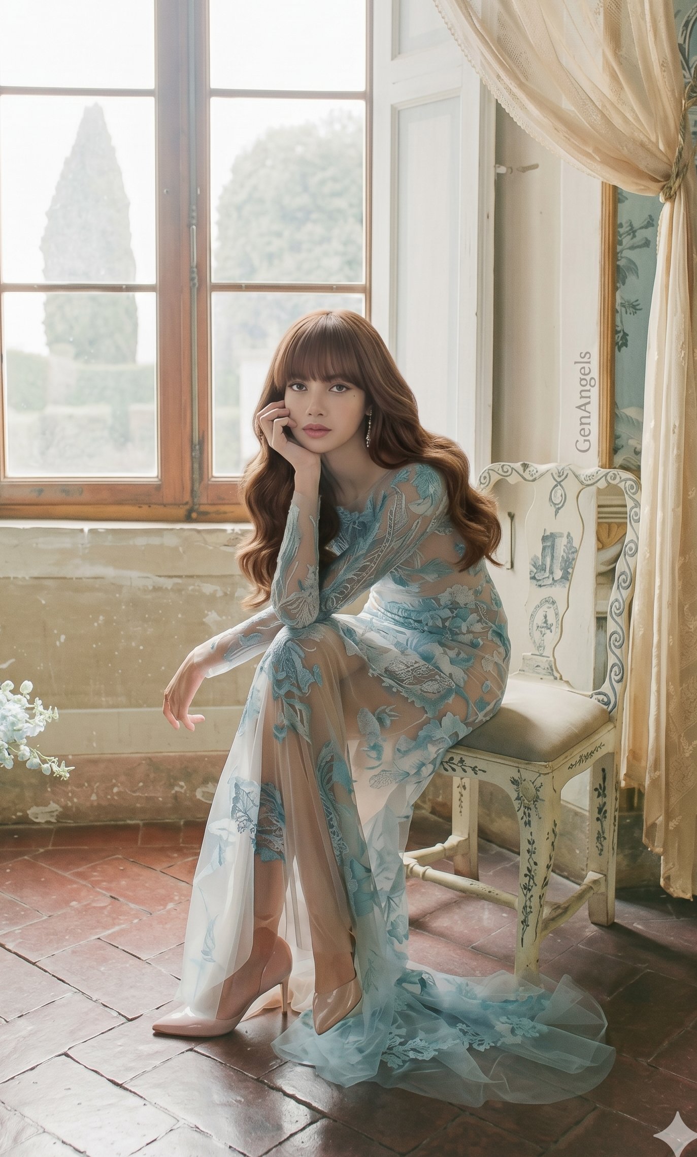 Sheer Gown Antique Chair Garden Window Light