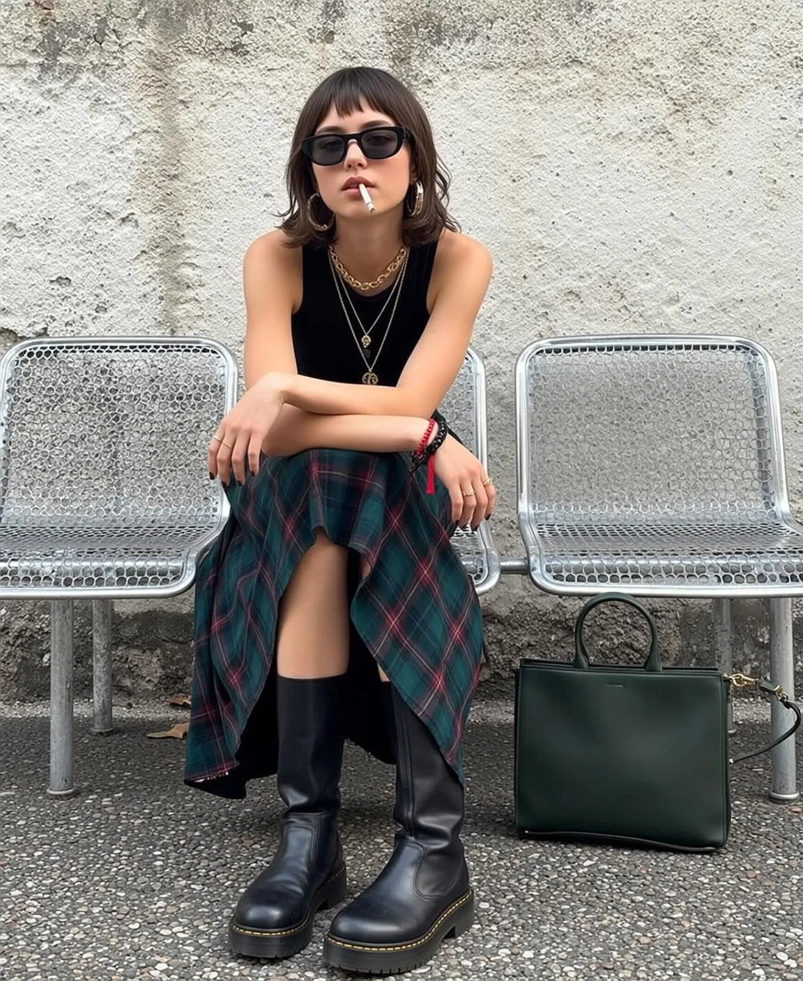 Sunglasses Earrings Necklace Bracelets And Rings In Street Portrait