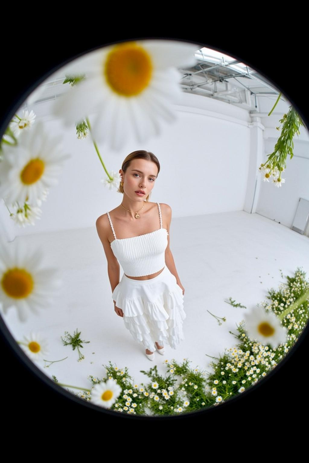 Fisheye Young Pulled Back Bun Fair White