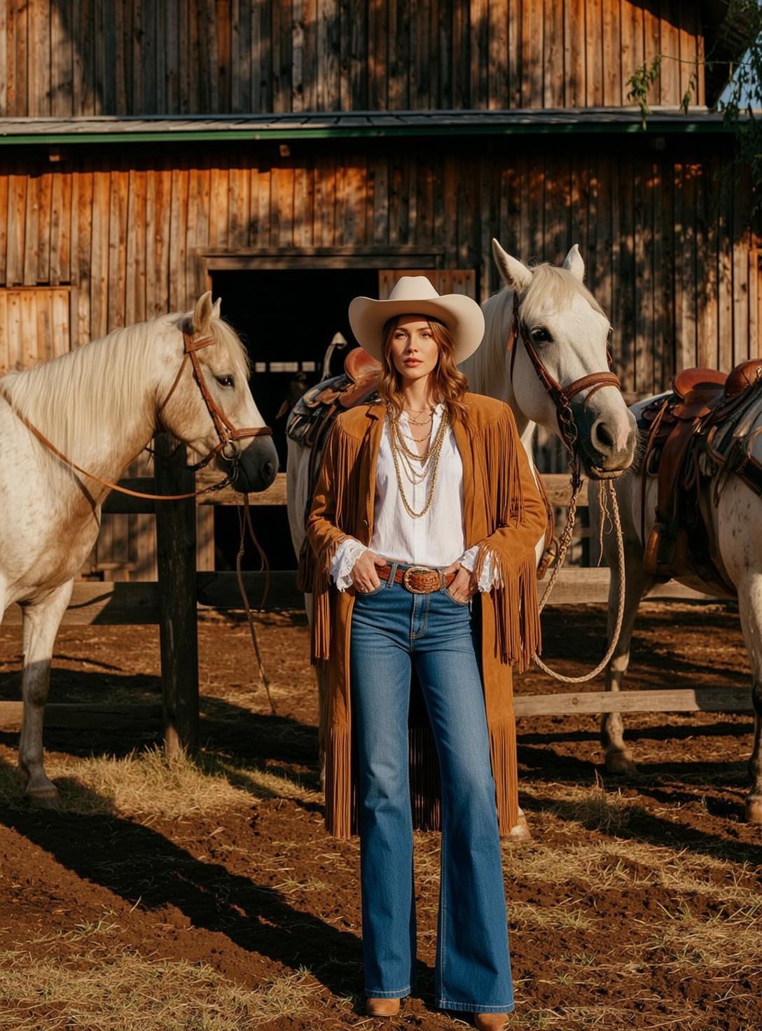 Fringe Jacket Barn Horse Portrait