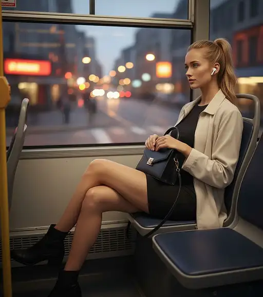Photo-realistic Shot The Uploaded Woman Black Mini Skirt Black Top