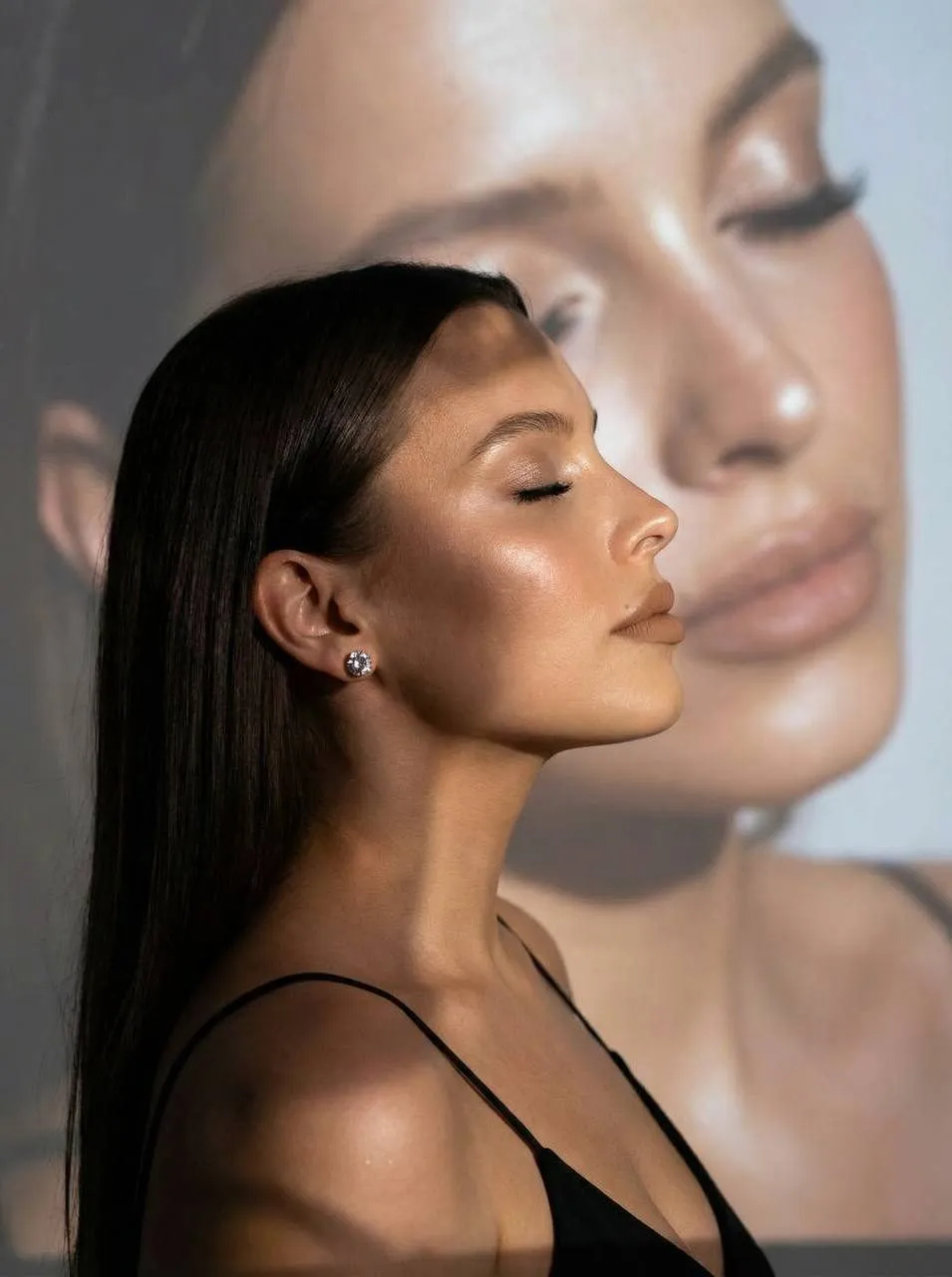 Lipstick In A Realistic Double Exposure Portrait