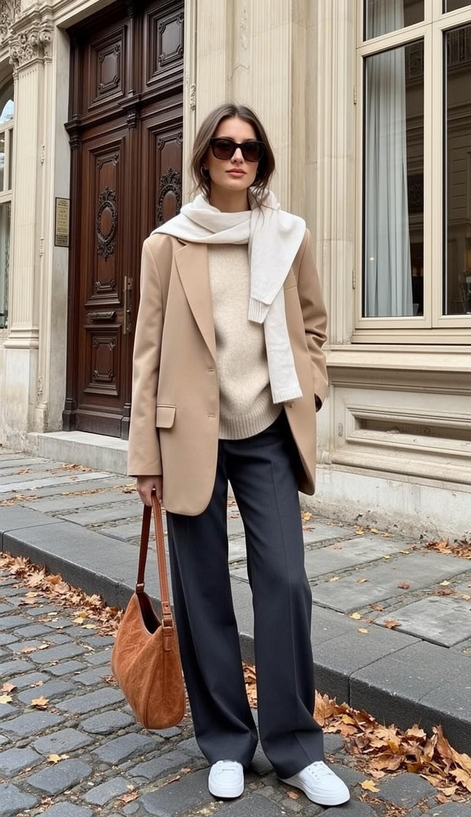 Beige Blazer Autumn Street