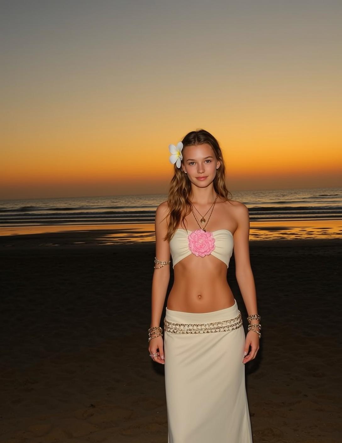 Flower Bandeau Top Beach Sunset