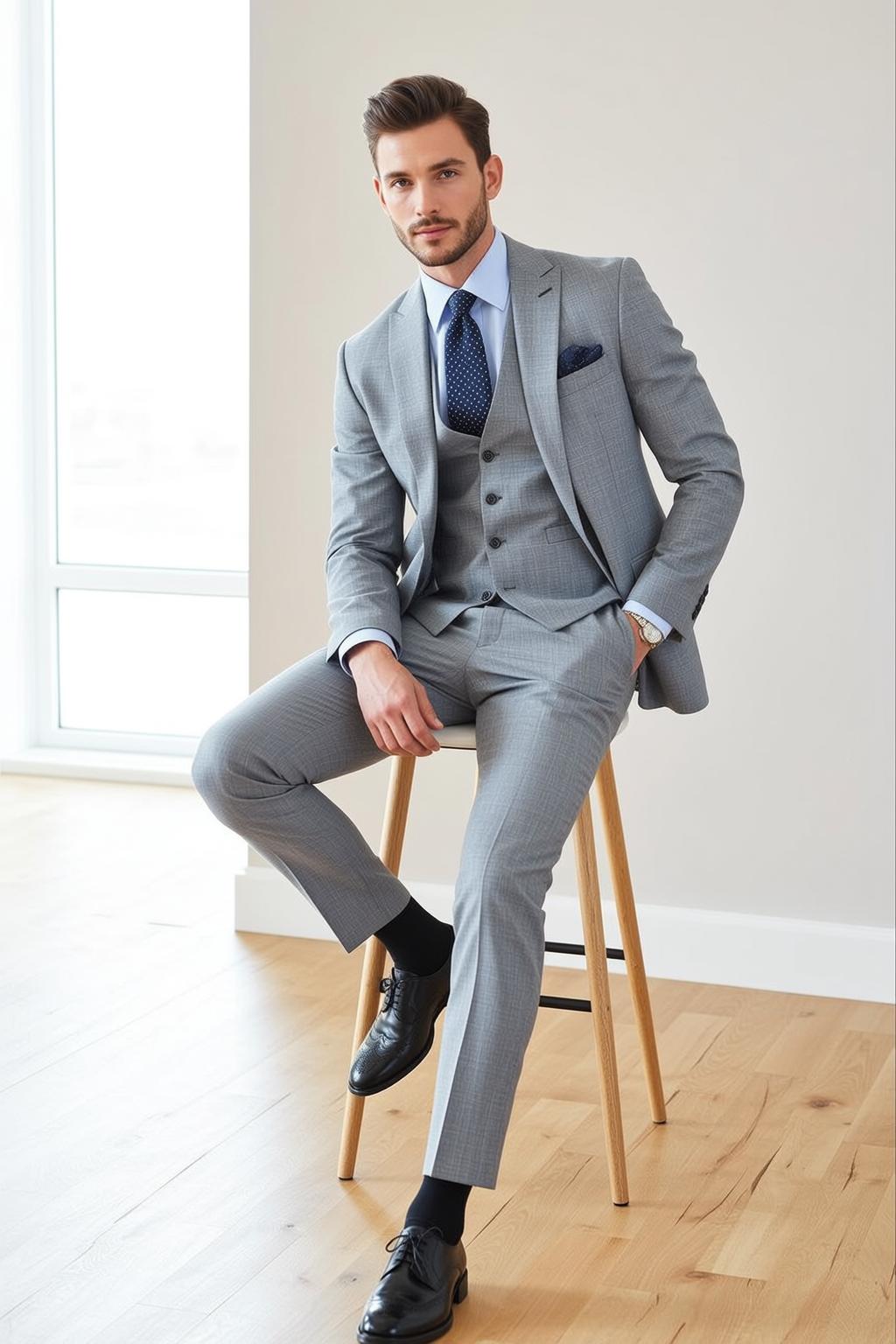 Blue Shirt Window Suit