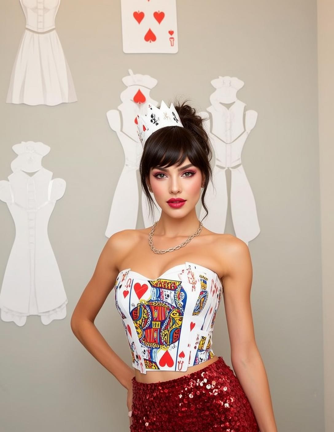 Card Print Corset Queen Costume