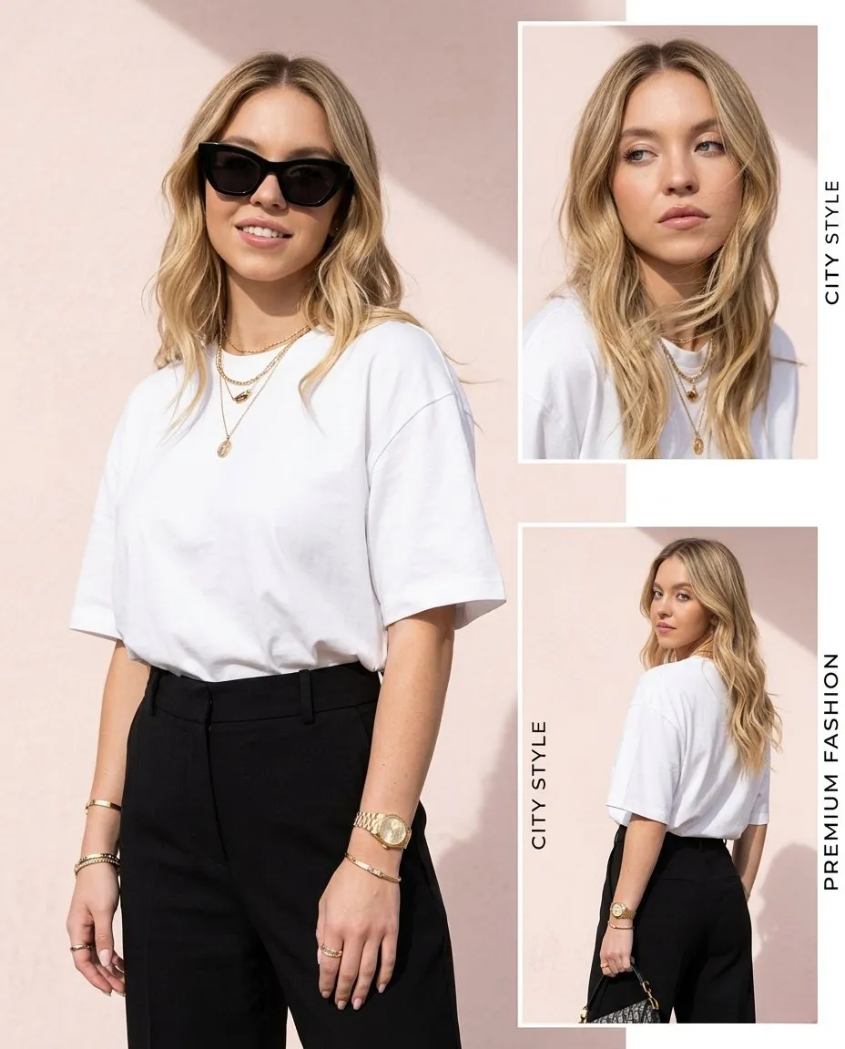 Sunglasses Necklace Bracelets Rings And Wristwatch In A Collage