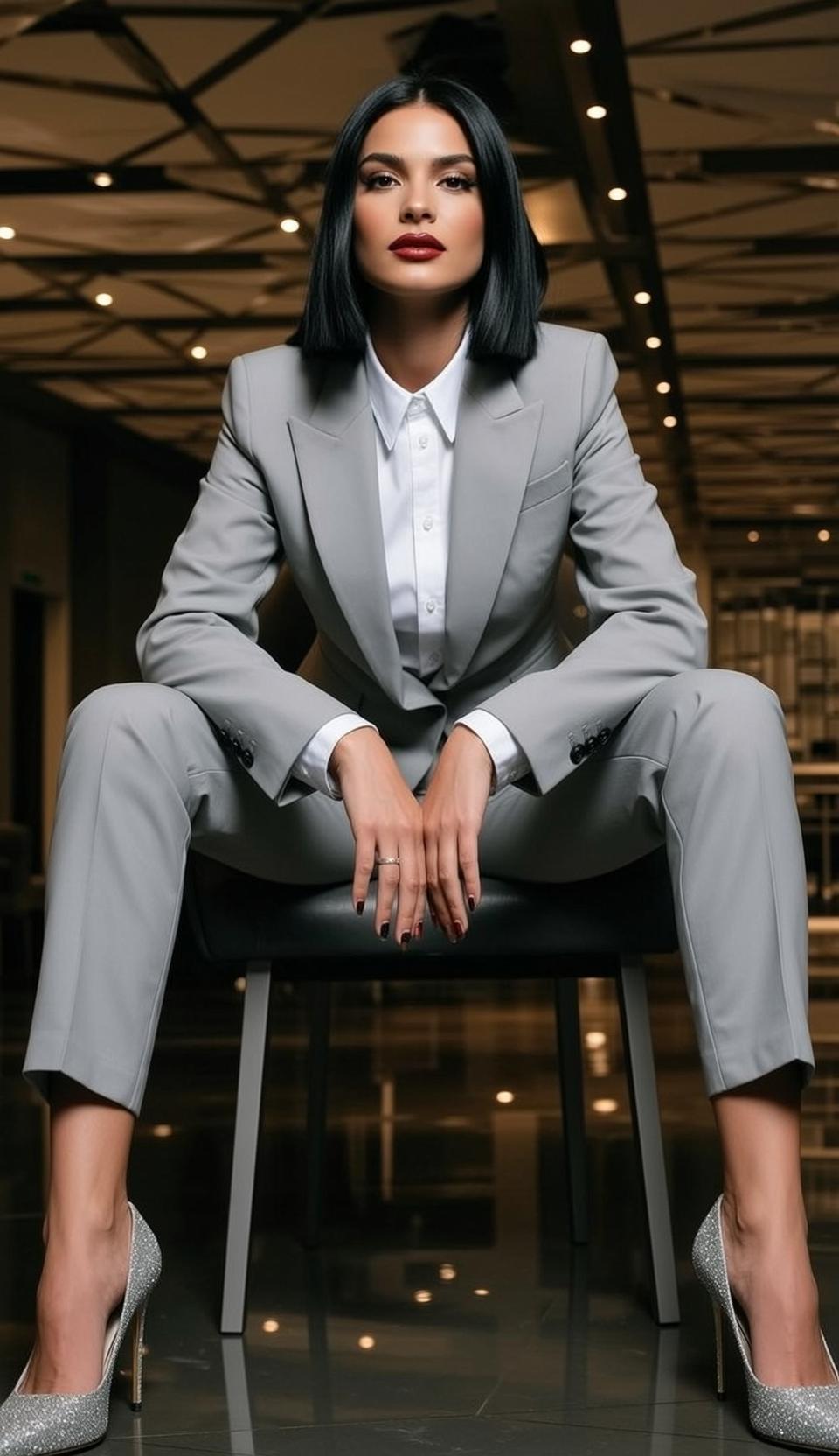 Luxury Short Black Bob Fair White Collared