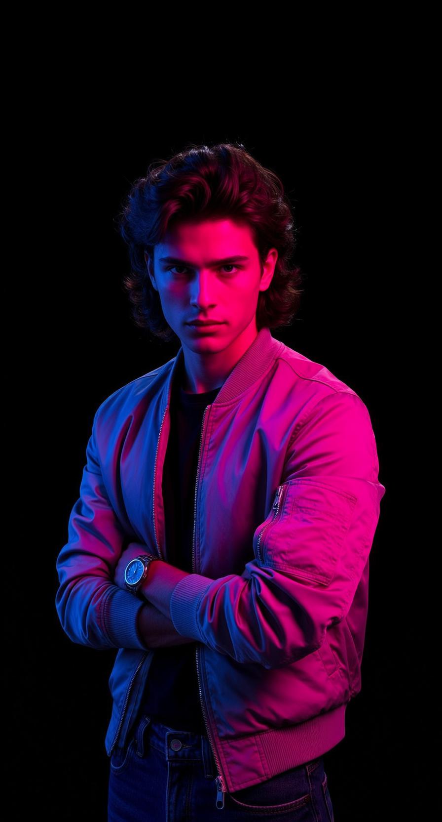 Pink Bomber Neon Portrait