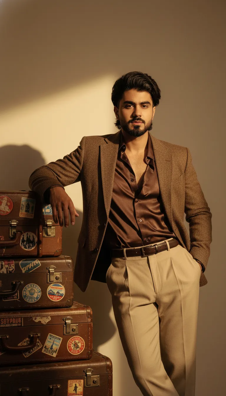 Brown and skin colour suit