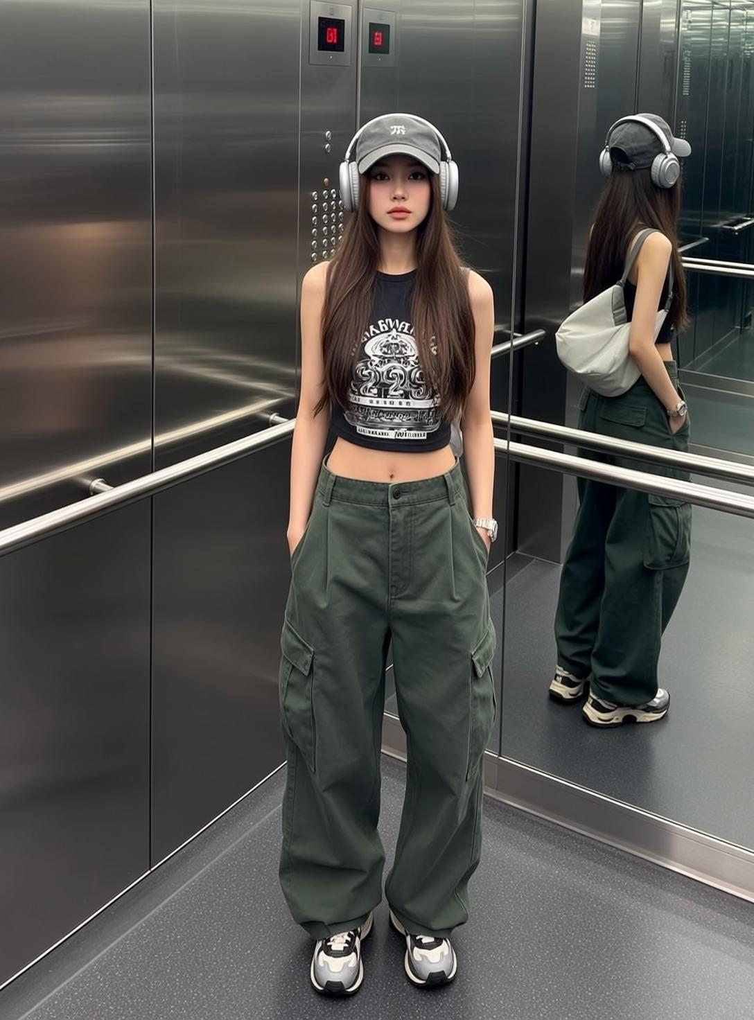 Acubi Stands Facing Forward Elevator Her Head