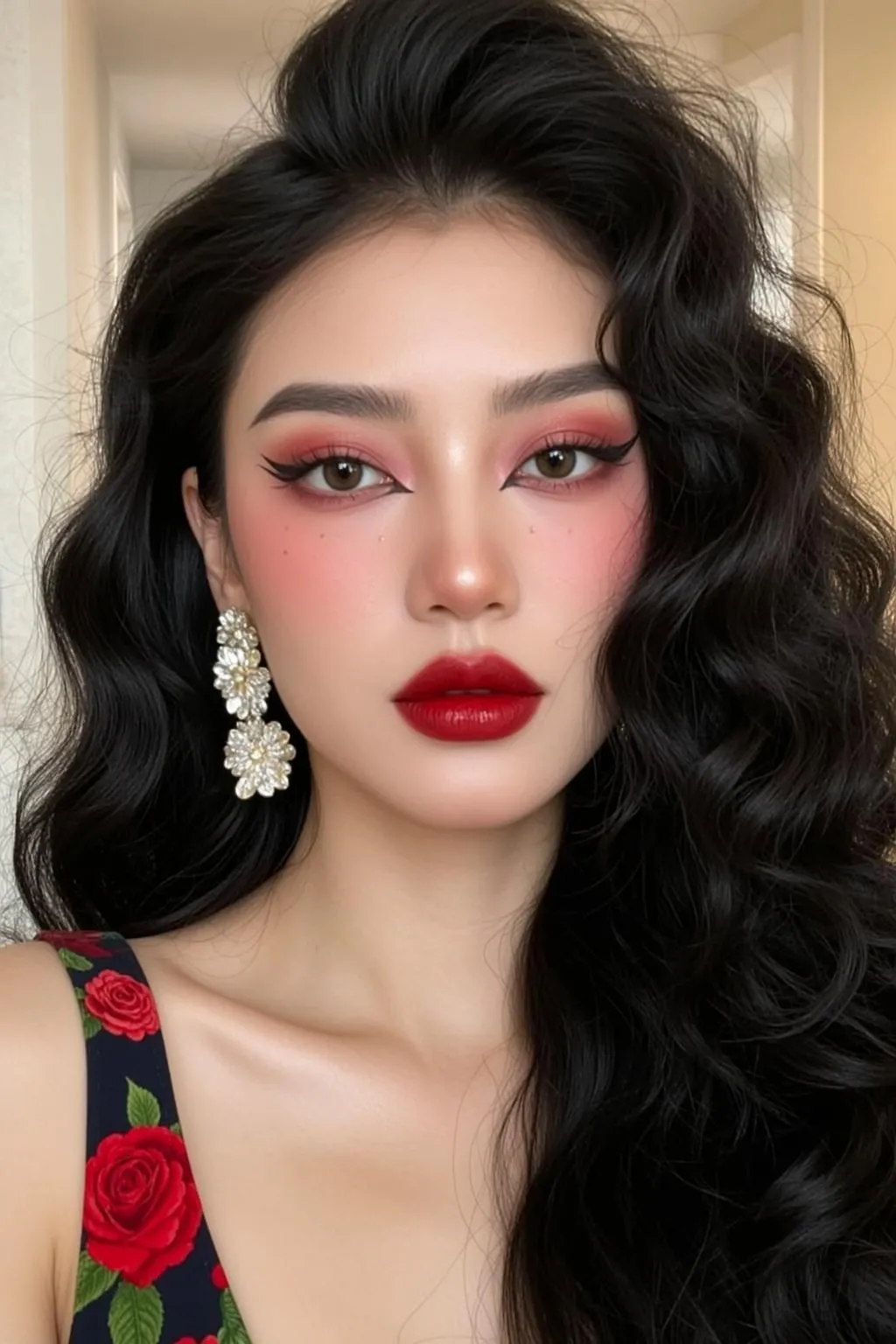 Makeup And Earrings With A Neutral Background