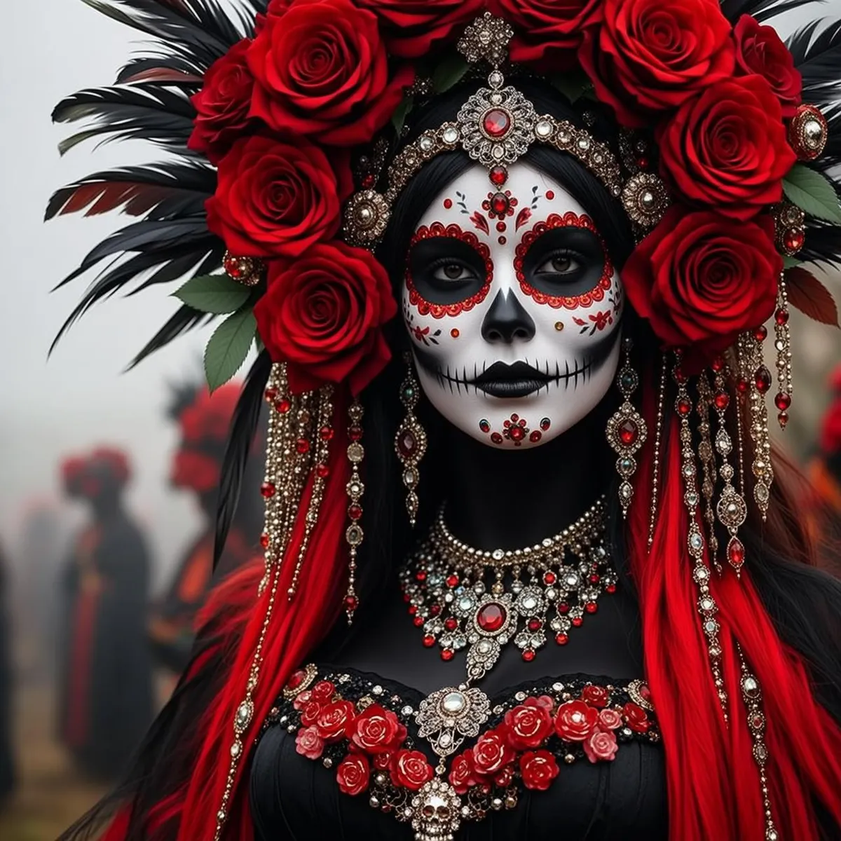 Face Paint And Earrings And Necklace In Styled Portrait
