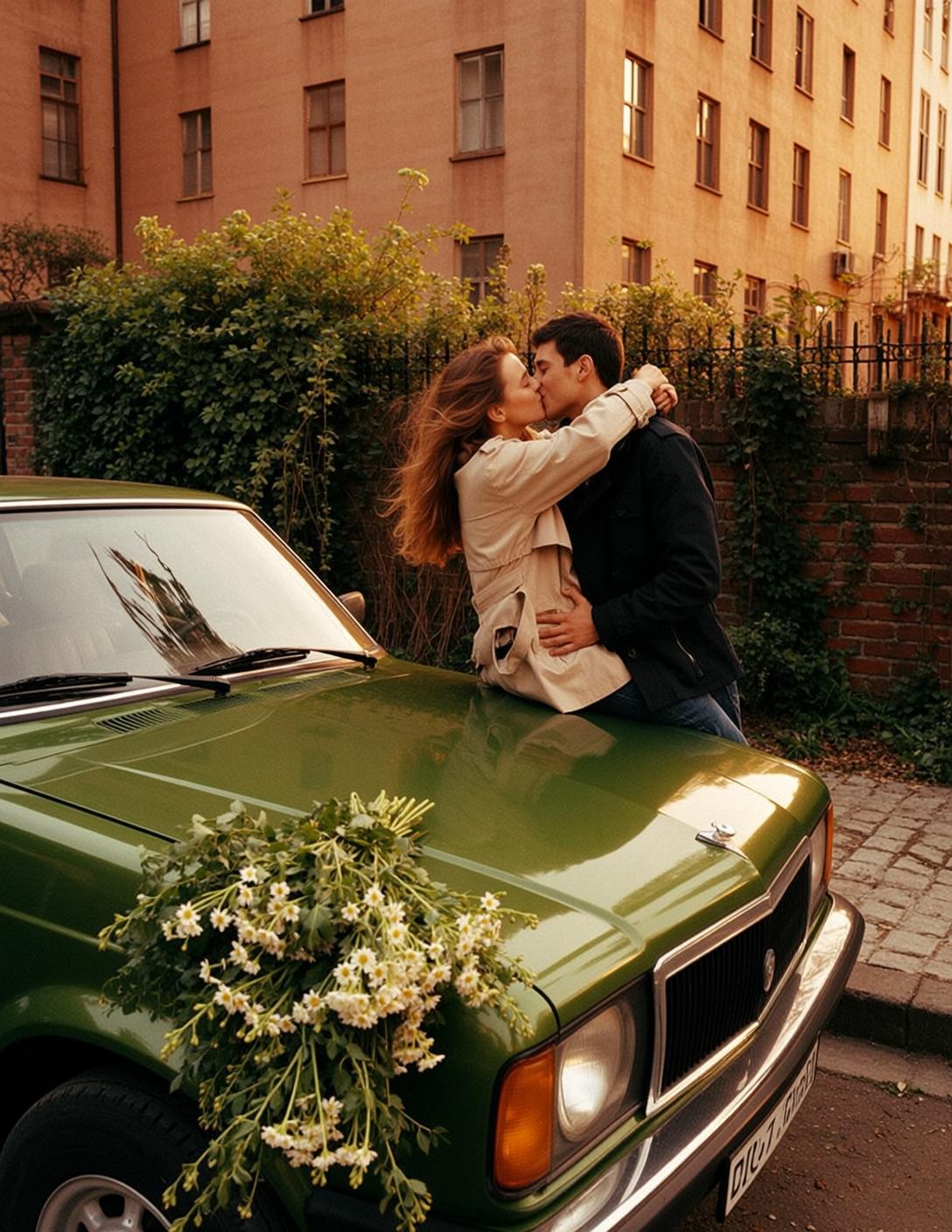 World Recreate This Scene Description Couple Kissing