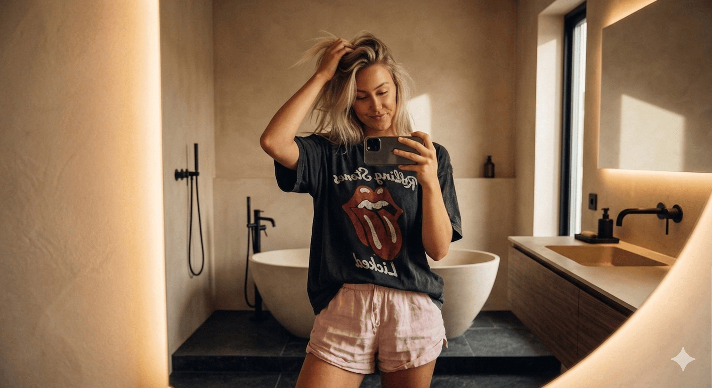 Graphic Tee Boxer Shorts Bathroom